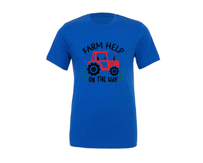 brand:Generic|color:True Royal Blue|Farm Help On The Way Farmer Baby Graphic T-Shirt