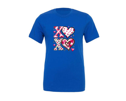 brand:Generic|color:True Royal Blue|Xoxo Valentine Day Heart Brushstroke 19 Graphic T-Shirt