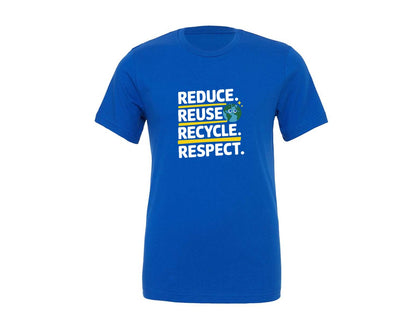 brand:Generic|color:True Royal Blue|Reduce Reuse Recycle Respect Graphic T-Shirt