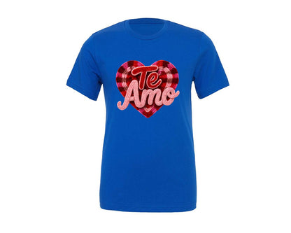 brand:Generic|color:True Royal Blue|Te Amo Valentine Latch Hook 3 Graphic T-Shirt