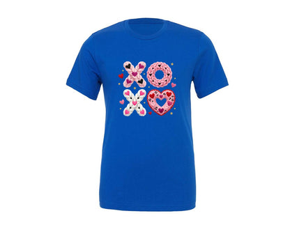 brand:Generic|color:True Royal Blue|Xoxo Latch Hook Yarn Crochet Valentines Graphic T-Shirt