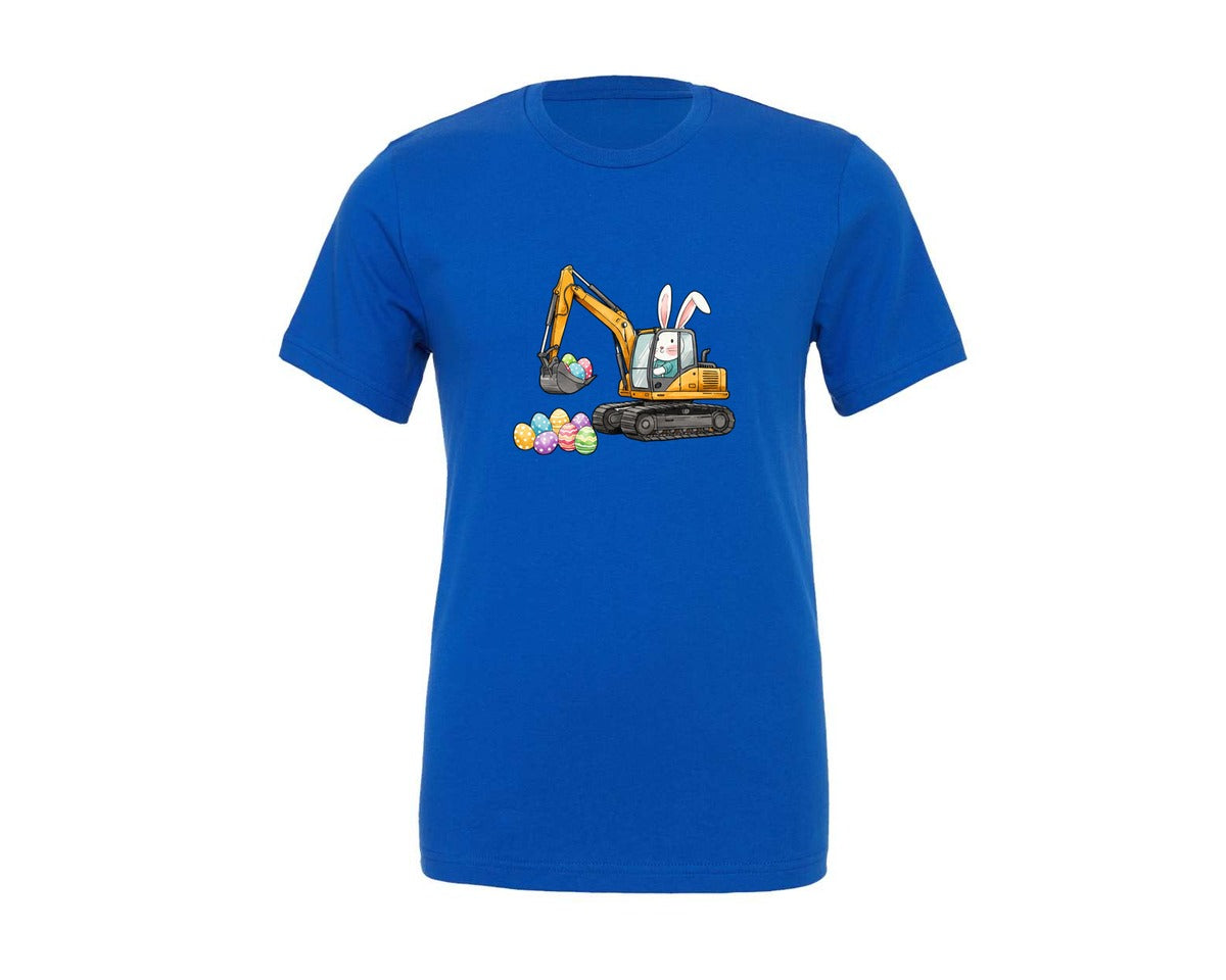 brand:Generic|color:True Royal Blue|Bunny Easter Excavator Graphic T-Shirt