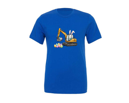 brand:Generic|color:True Royal Blue|Bunny Easter Excavator Graphic T-Shirt
