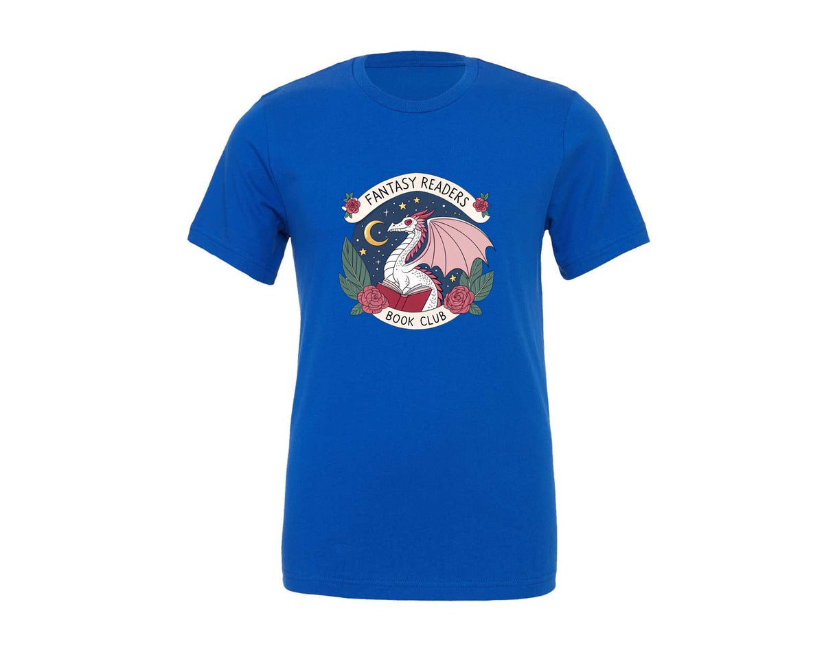 brand:Generic|color:True Royal Blue|Fantasy Book Club Dragon Book Graphic T-Shirt