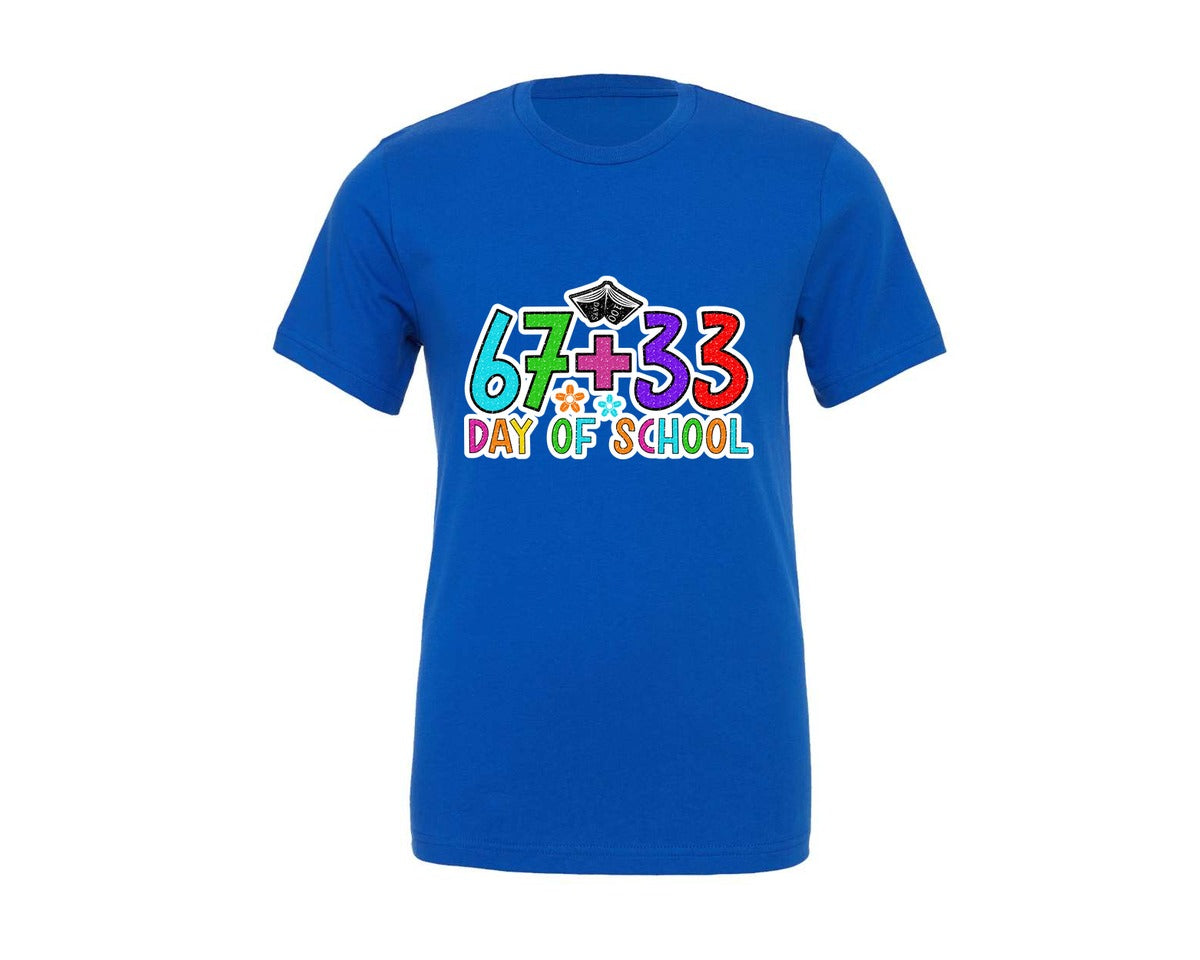 brand:Generic|color:True Royal Blue|6733 Day Of School 100Th Days Graphic T-Shirt