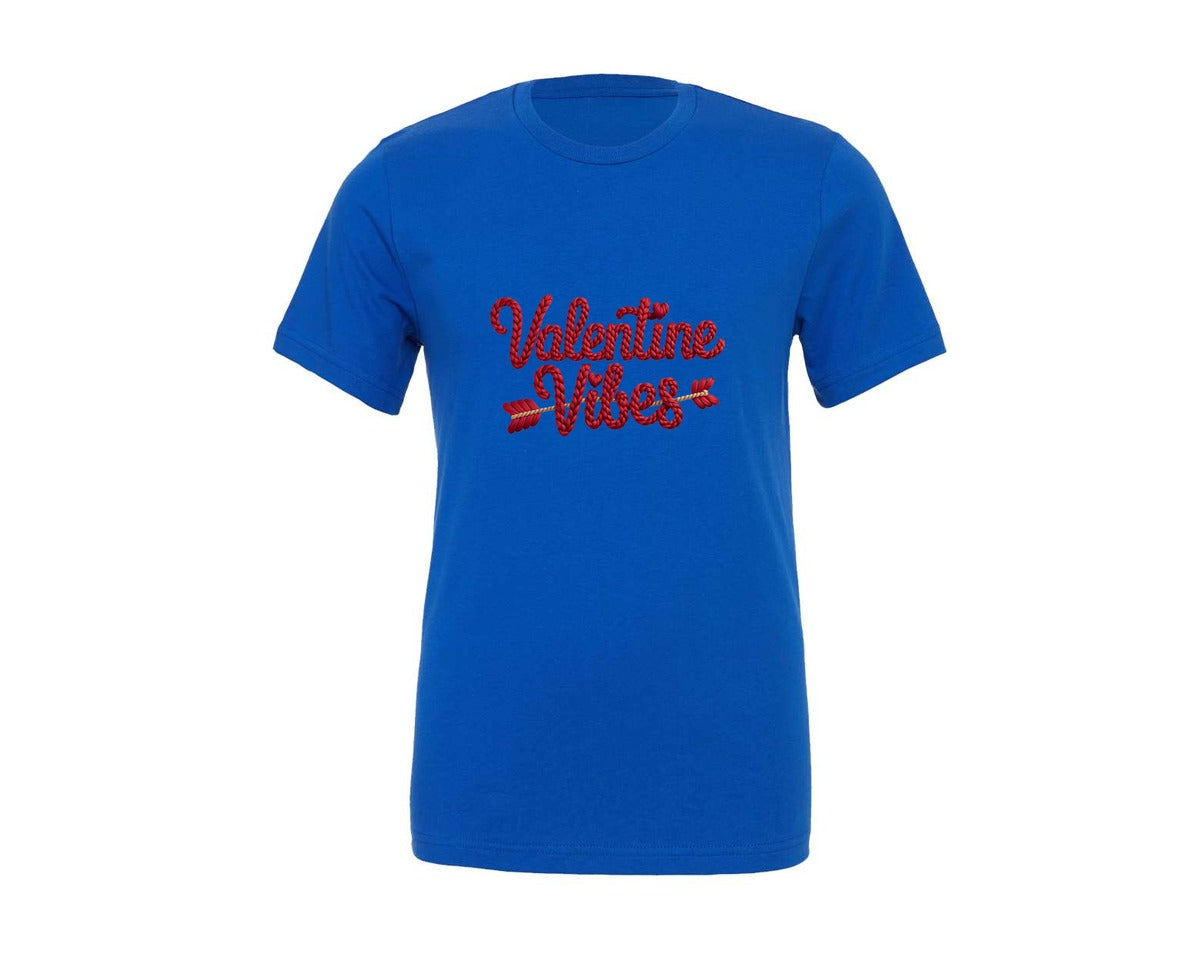 brand:Generic|color:True Royal Blue|Crochet Valentine Vibes Typography Graphic T-Shirt