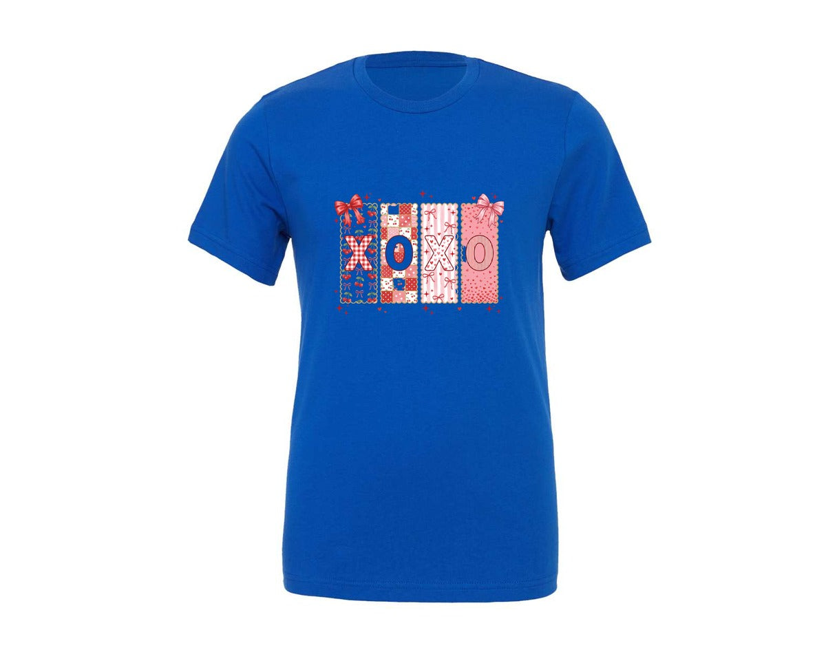 brand:Generic|color:True Royal Blue|Preppy Xoxo Valentine 3 Graphic T-Shirt
