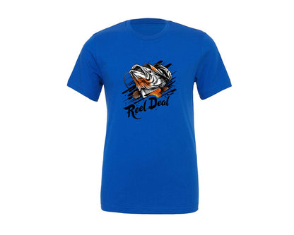 brand:Generic|color:True Royal Blue|Reel Deal Bass Fishing Graphic T-Shirt