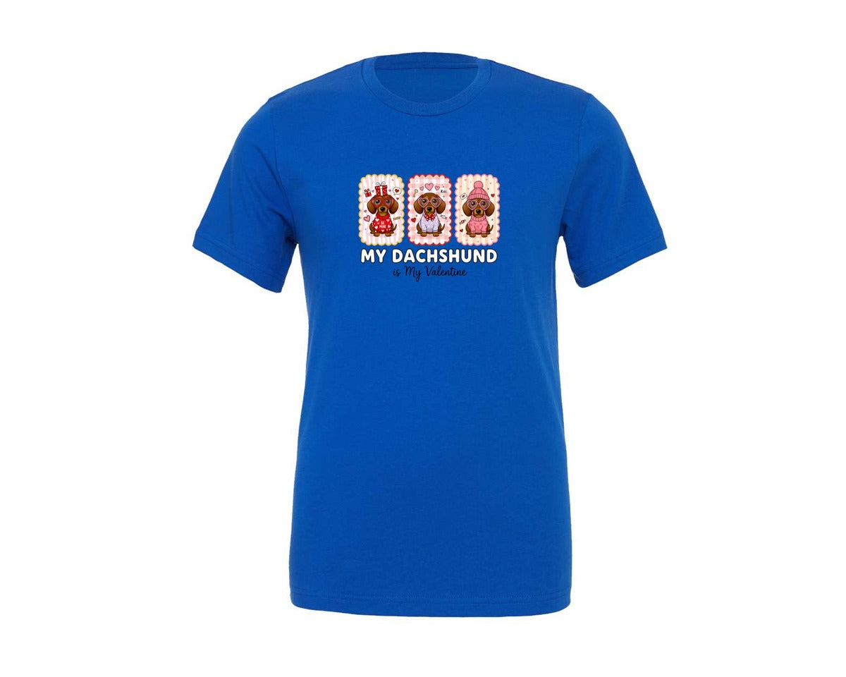 brand:Generic|color:True Royal Blue|My Dachshund Is My Valentine 2 Graphic T-Shirt