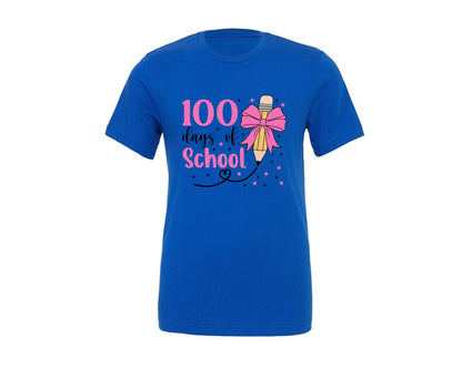 brand:Generic|color:True Royal Blue|Pencil Coquette Bow 100 Days Of Graphic T-Shirt