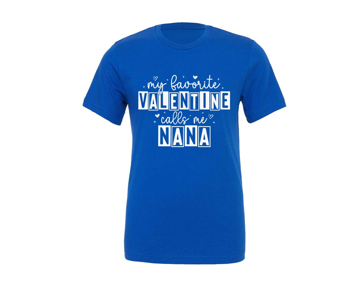 brand:Generic|color:True Royal Blue|Nana Valentine Day Heart Love Grandma Graphic T-Shirt