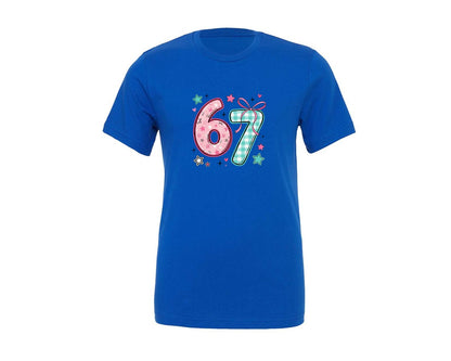 brand:Generic|color:True Royal Blue|Pastel Pink Teal 67 Valentine Design Graphic T-Shirt