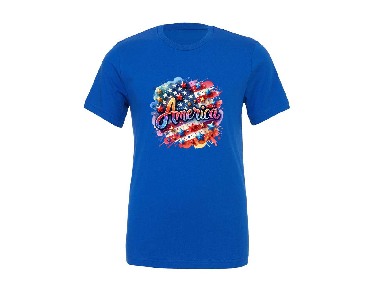 brand:Generic|color:True Royal Blue|Usa American Flag 4Th Of July Graphic T-Shirt