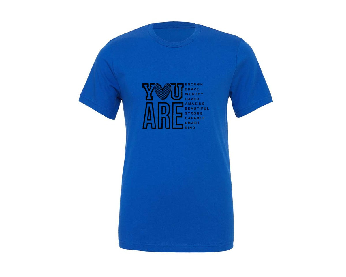 brand:Generic|color:True Royal Blue|You Are Inspirational Self Love Graphic T-Shirt