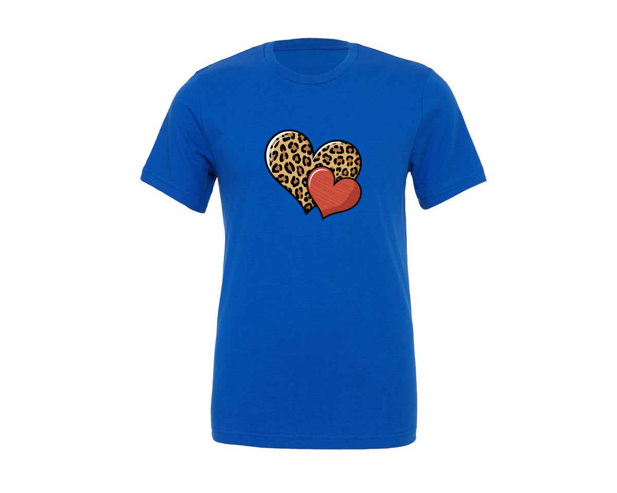 brand:Generic|color:True Royal Blue|Leopard Print Red Heart Graphic T-Shirt
