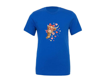 brand:Generic|color:True Royal Blue|Funny Valentine Highland Cow 8 Graphic T-Shirt