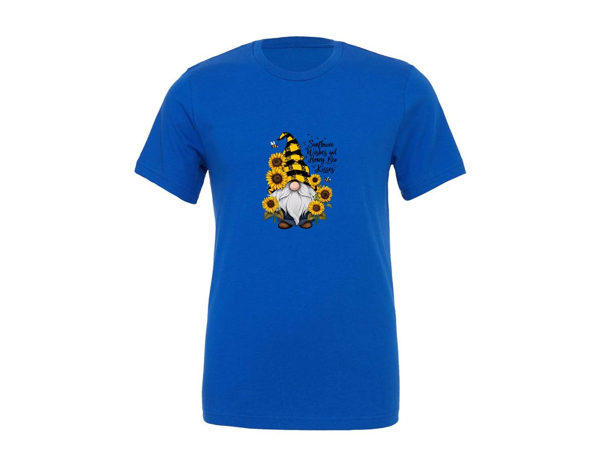 brand:Generic|color:True Royal Blue|Sunflower Wishes Honey Bee Kisses Graphic T-Shirt
