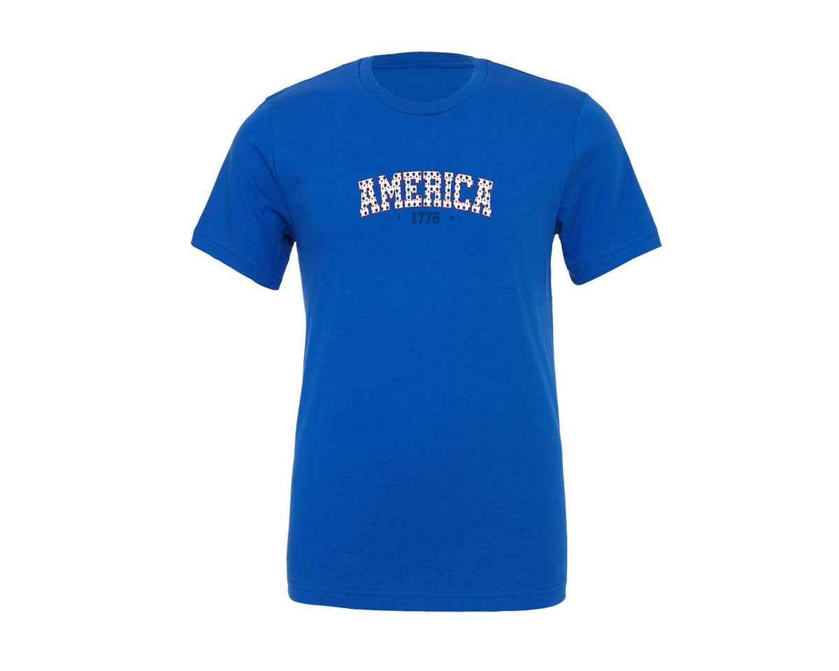 brand:Generic|color:True Royal Blue|America 1776 4Th Of July Patriotic 3 Graphic T-Shirt