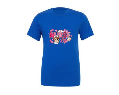 brand:Generic|color:True Royal Blue|Valentines Day Nurse Life 3 Graphic T-Shirt