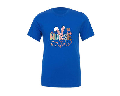 brand:Generic|color:True Royal Blue|Nurse Easter Bunny Easter Nurse Graphic T-Shirt
