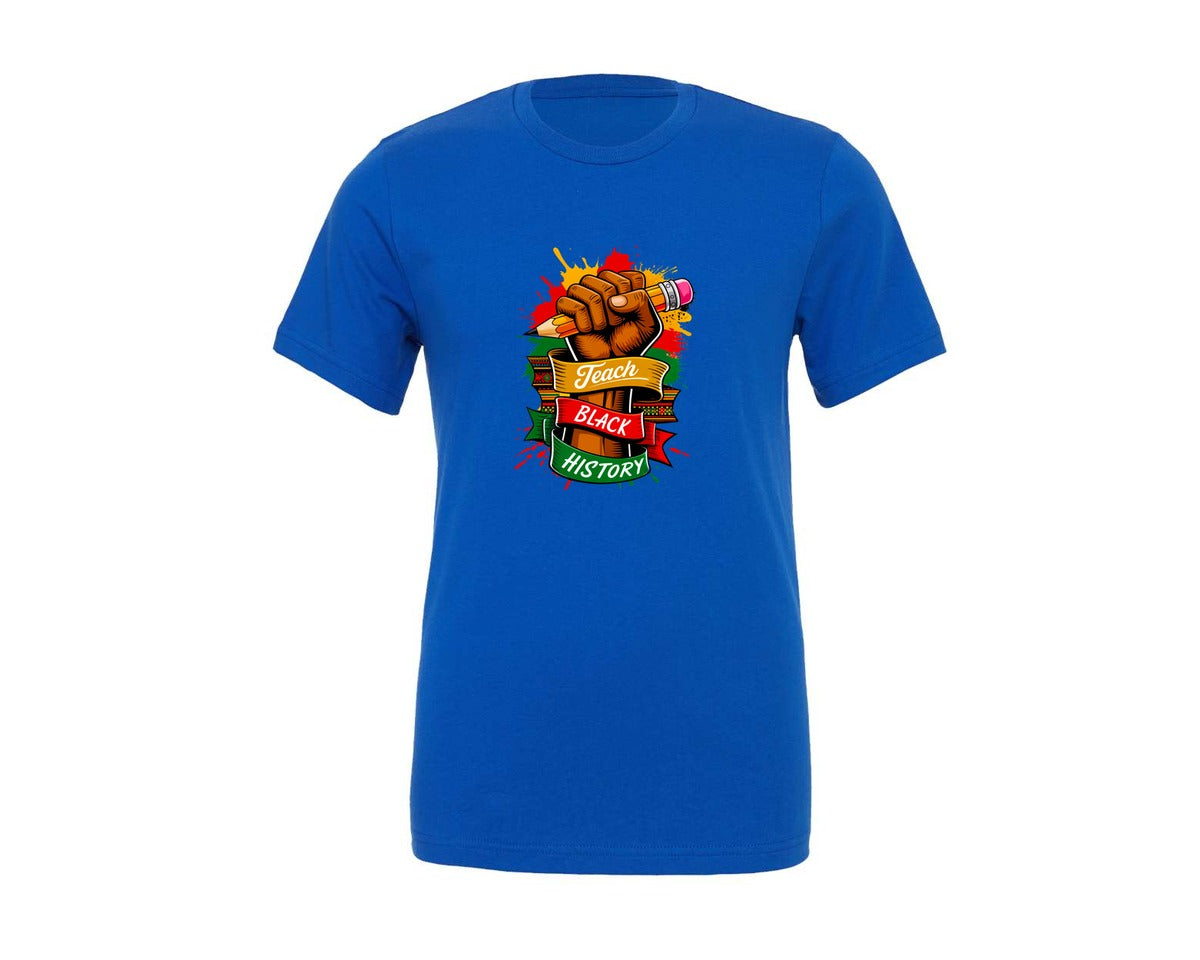 brand:Generic|color:True Royal Blue|Teach Black History Graphic T-Shirt