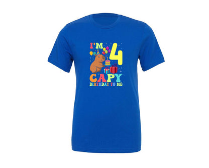 brand:Generic|color:True Royal Blue|Capybara 4Th Birthday T Shirt Graphic T-Shirt