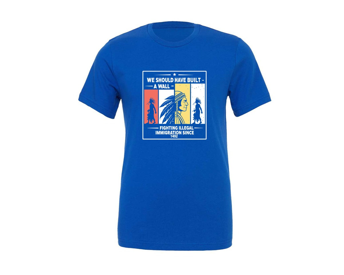 brand:Generic|color:True Royal Blue|Funny History Shirt 1492 Immigration Graphic T-Shirt