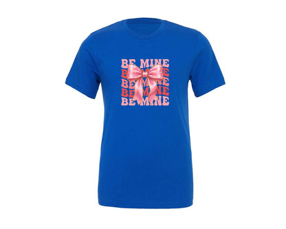 brand:Generic|color:True Royal Blue|Be Mine Valentine Pink Bow Hearts Graphic T-Shirt
