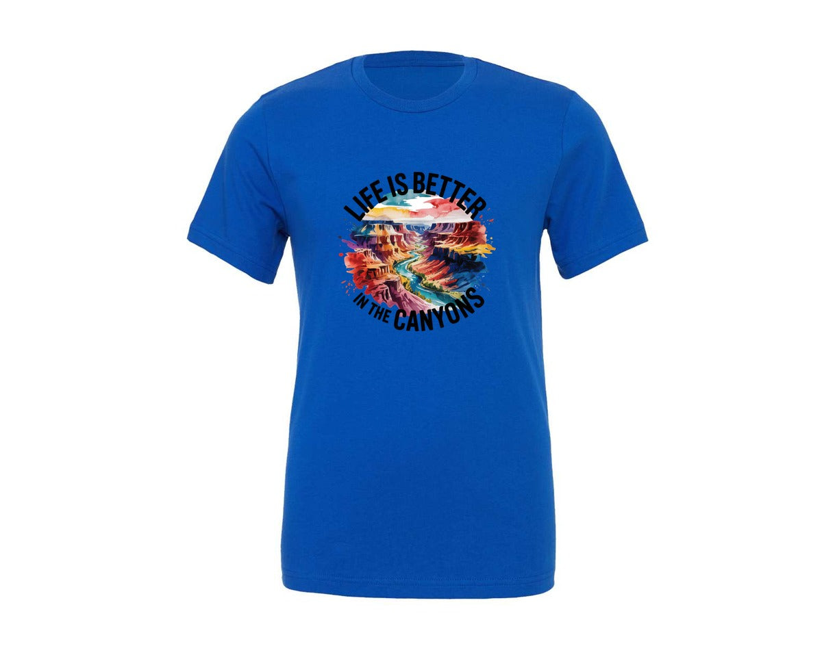 brand:Generic|color:True Royal Blue|Life Is Better In The Canyons Graphic T-Shirt