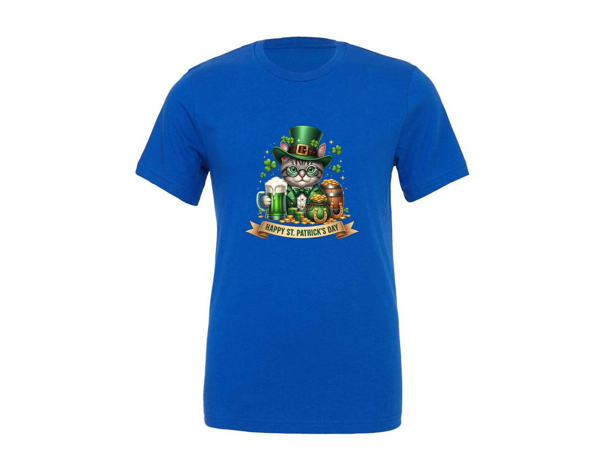 brand:Generic|color:True Royal Blue|St Patricks Day Cat 10 Graphic T-Shirt