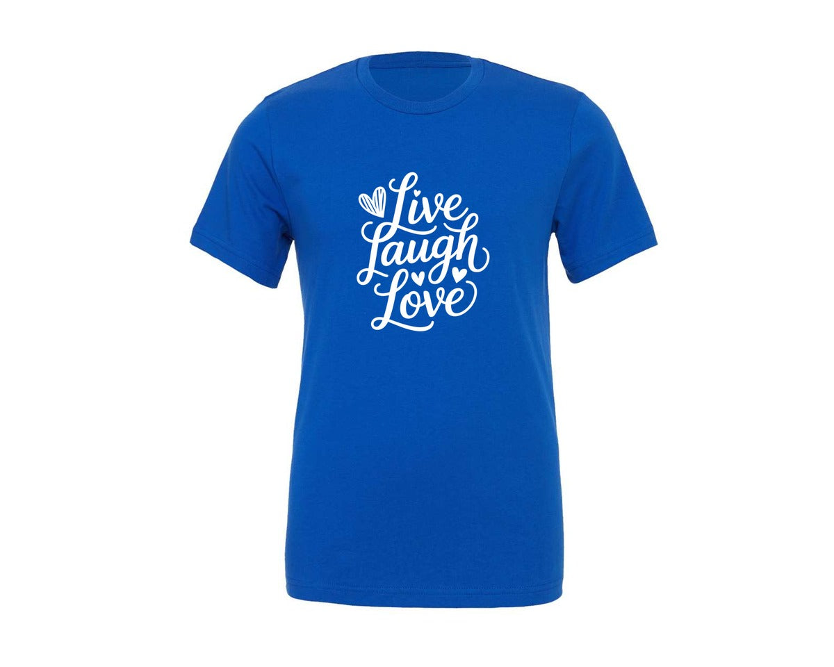 brand:Generic|color:True Royal Blue|Live Laugh Love Valentines Day Graphic T-Shirt