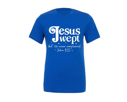 brand:Generic|color:True Royal Blue|Jesus Wept Floral Christian Graphic T-Shirt