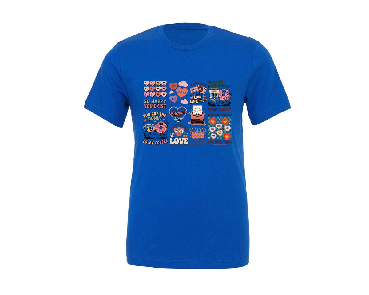 brand:Generic|color:True Royal Blue|Retro Valentines Day 57 Graphic T-Shirt