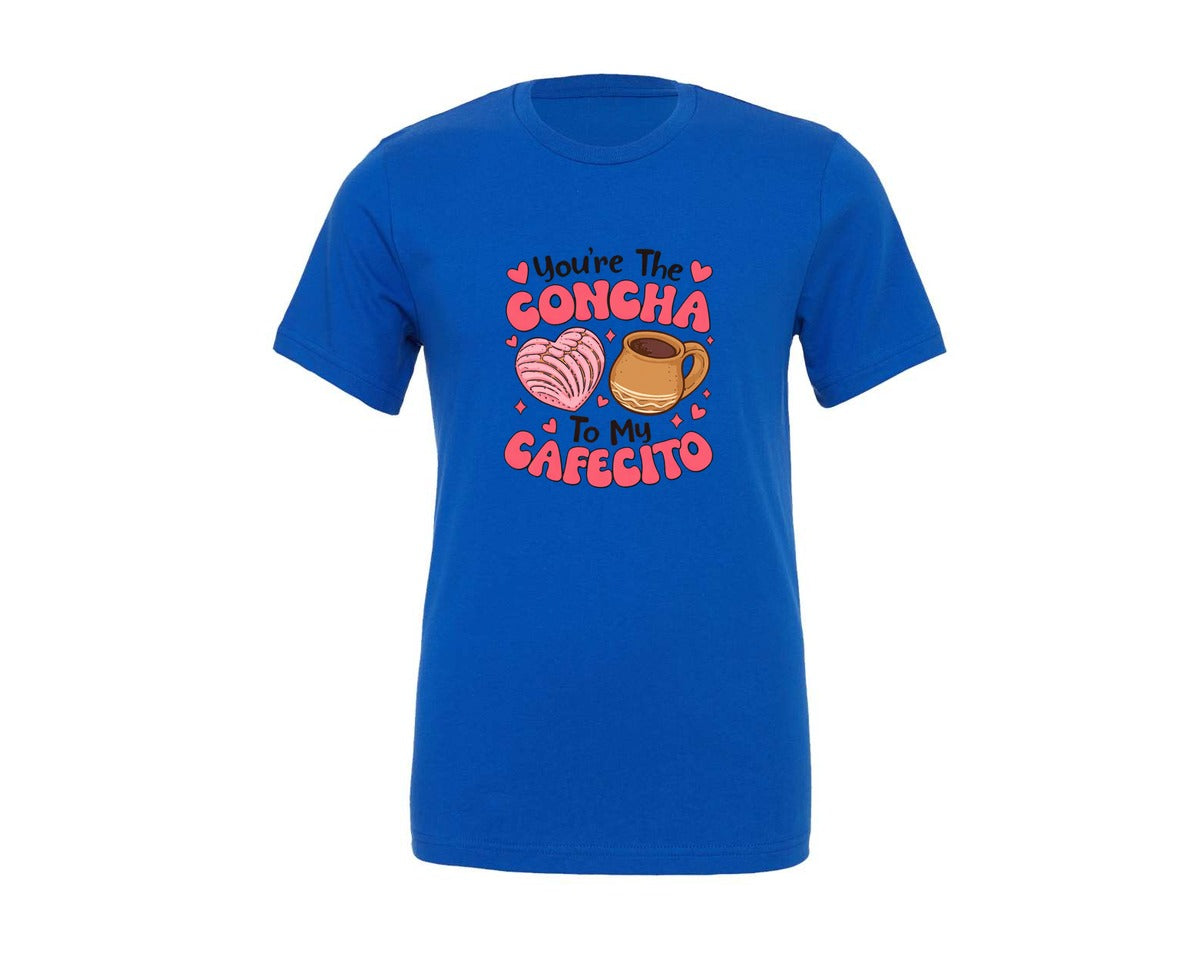 brand:Generic|color:True Royal Blue|Youre The Concha To My Cafecito Graphic T-Shirt