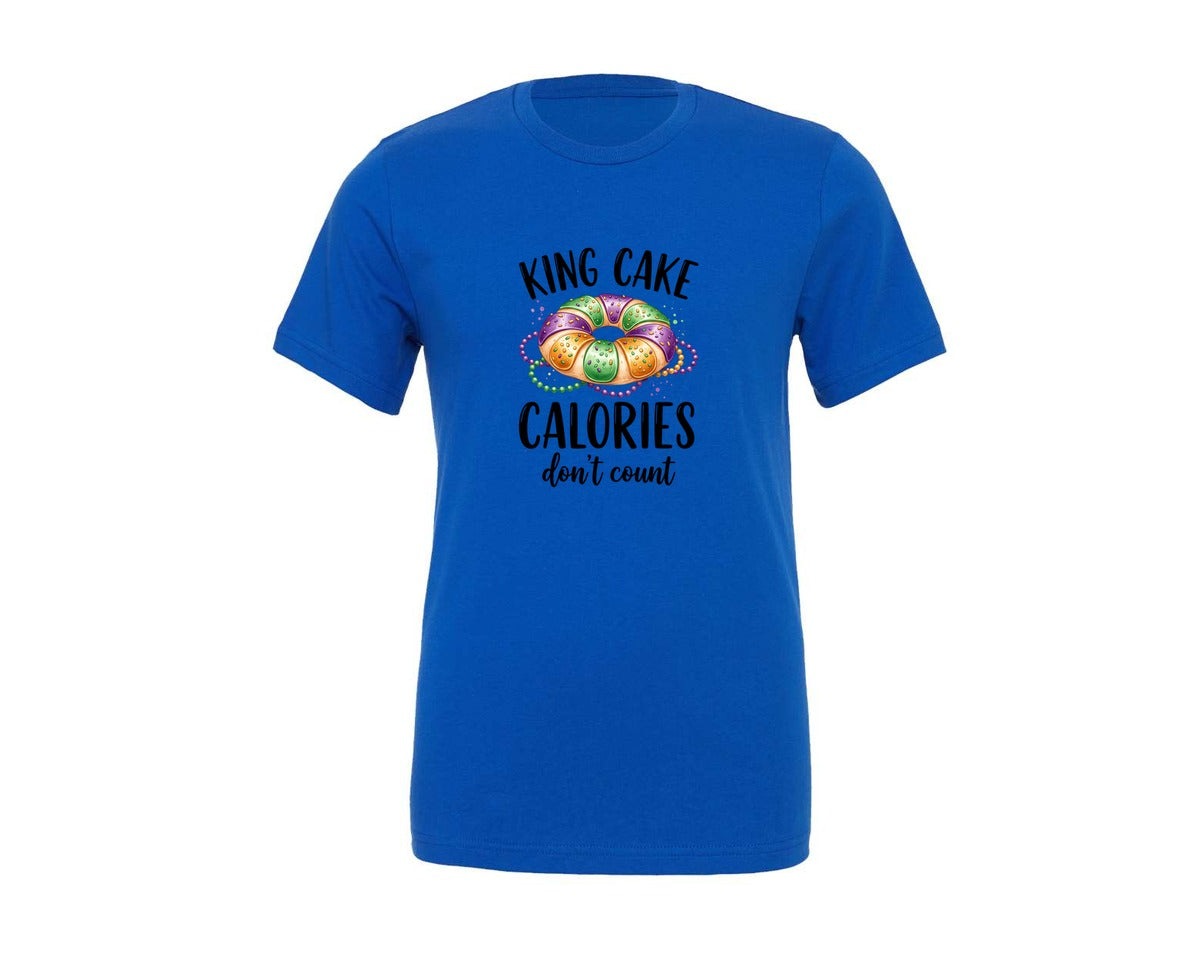 brand:Generic|color:True Royal Blue|King Cake Calories Dont Count 5 Graphic T-Shirt