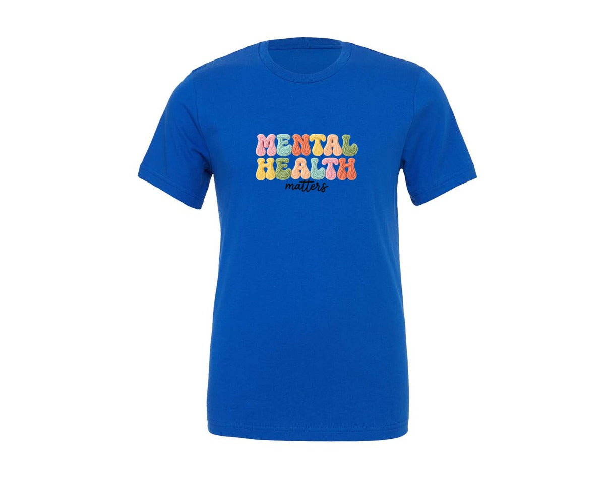 brand:Generic|color:True Royal Blue|Yarn Mental Health Matters Shirt Graphic T-Shirt