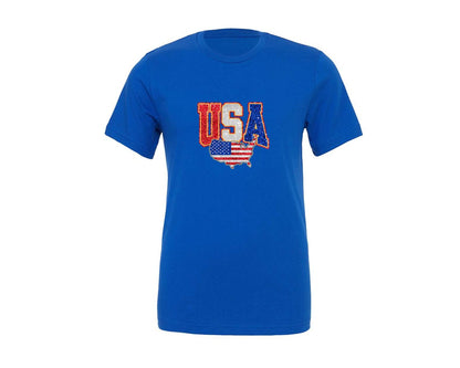 brand:Generic|color:True Royal Blue|Glitter Usa 4Th Of July 2 Graphic T-Shirt