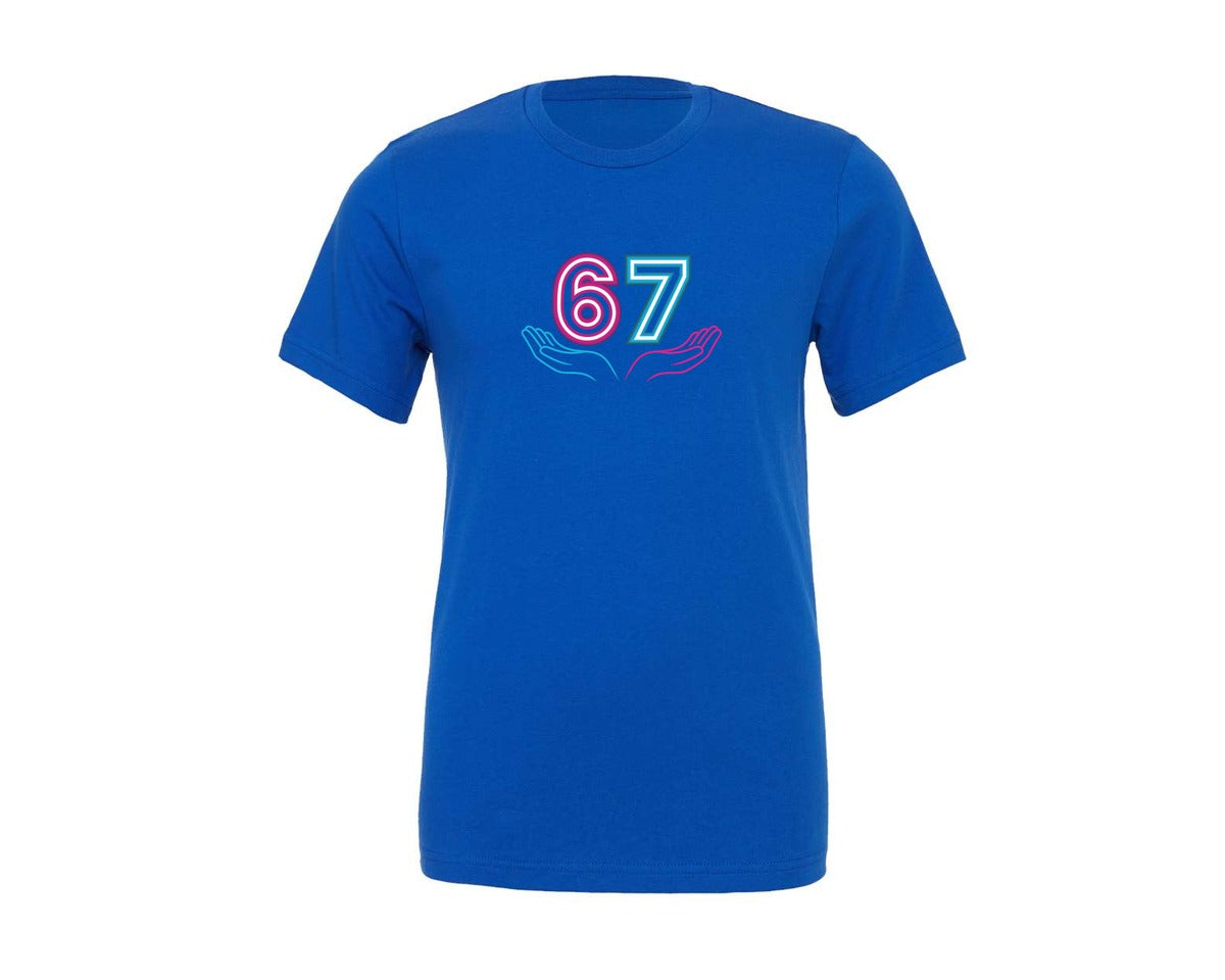 brand:Generic|color:True Royal Blue|67 Hands Funny Six Seven 6 7 Meme Graphic T-Shirt