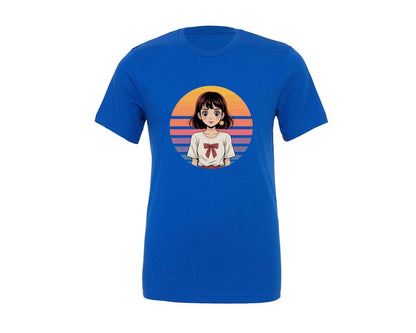 brand:Generic|color:True Royal Blue|Anime Retro Vintage Sunset Vector Graphic T-Shirt
