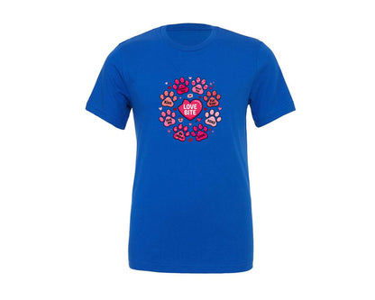 brand:Generic|color:True Royal Blue|Cute Love Bite Paw Prints Valentine Graphic T-Shirt