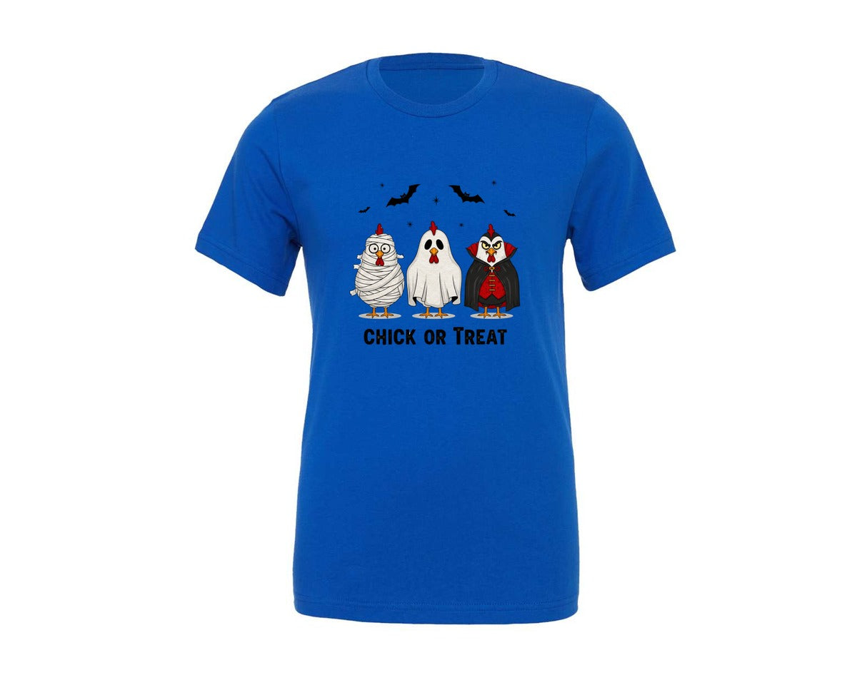 brand:Generic|color:True Royal Blue|Chick Or Treat Spooky Farm Animal Graphic T-Shirt