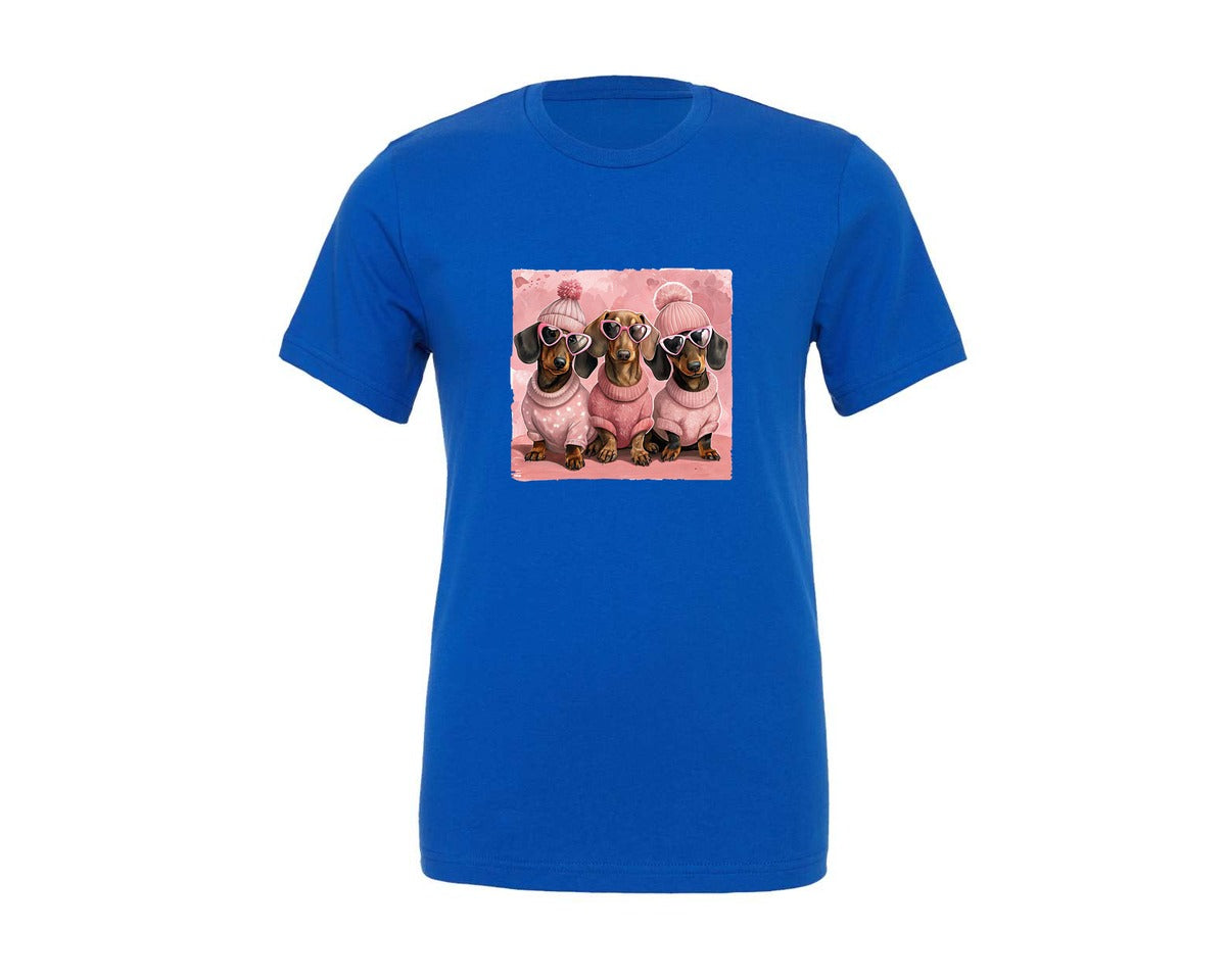 brand:Generic|color:True Royal Blue|Valentine Dachshund Dog 9 Graphic T-Shirt