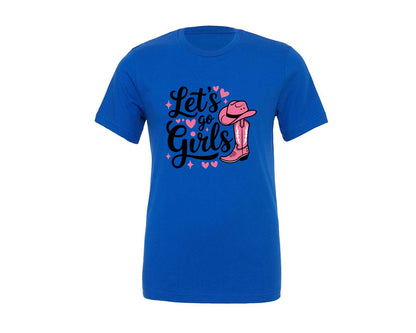 brand:Generic|color:True Royal Blue|Lets Go Girls Western Cowgirl Graphic T-Shirt