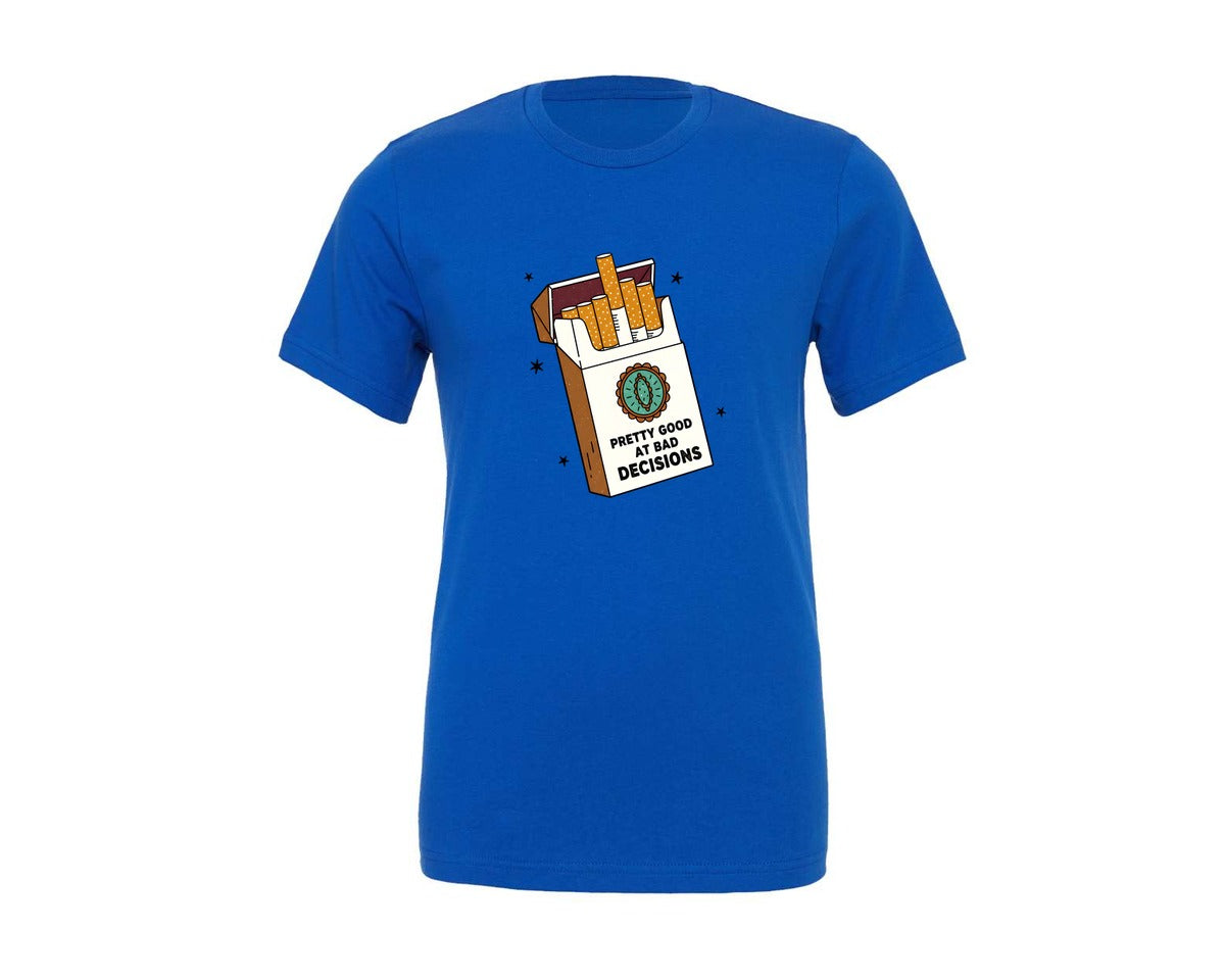 brand:Generic|color:True Royal Blue|Pretty Good At Bad Decisions Western Graphic T-Shirt
