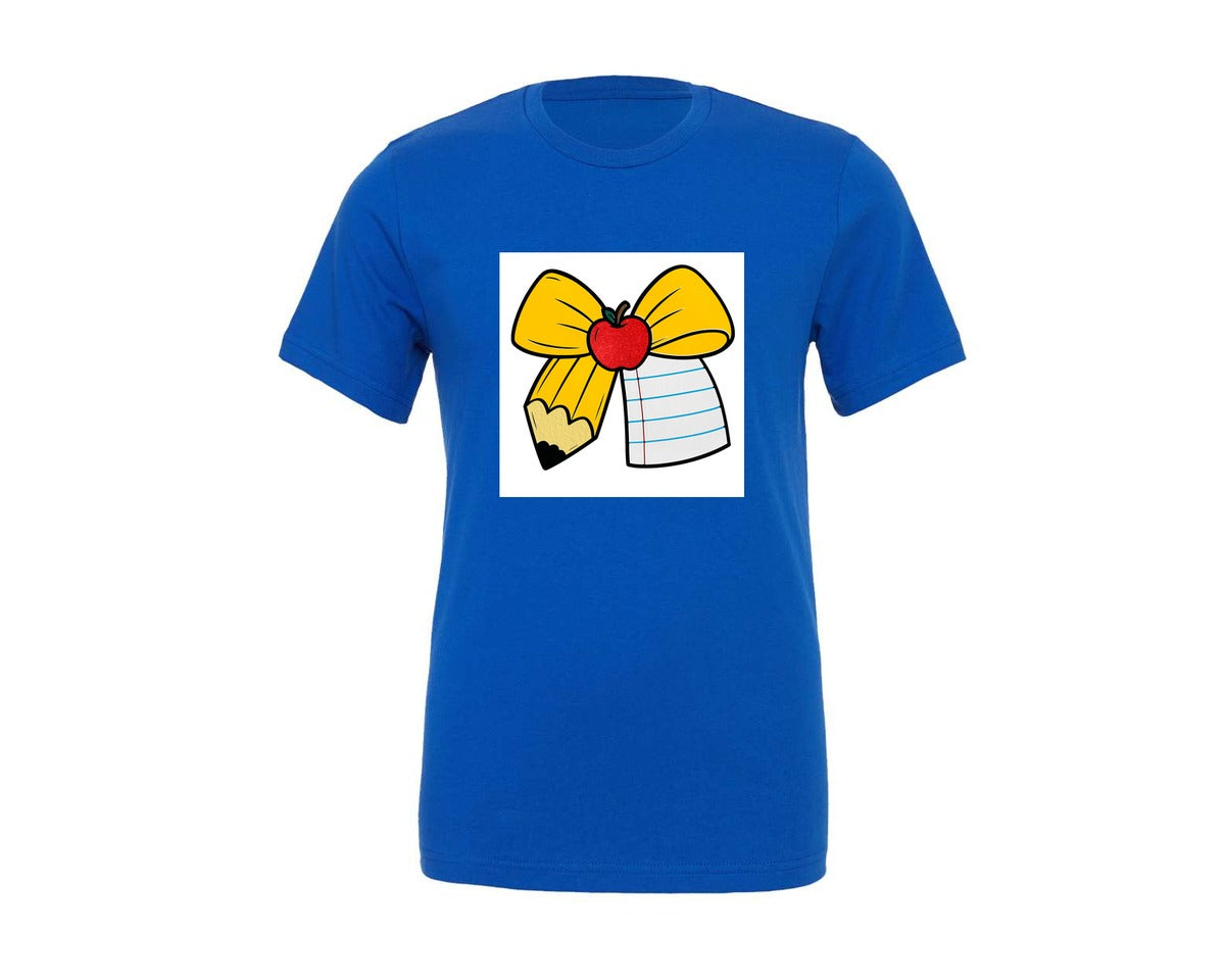 brand:Generic|color:True Royal Blue|Coquette Teacher Bow Graphic T-Shirt