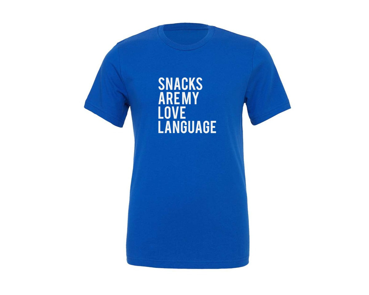 brand:Generic|color:True Royal Blue|Snacks Are My Love Language T Shirt Graphic T-Shirt