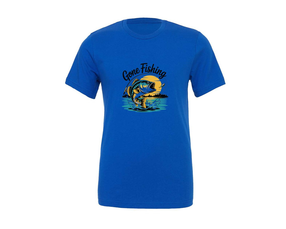 brand:Generic|color:True Royal Blue|Gone Fishing T Shirt Design 10 Graphic T-Shirt