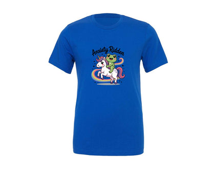 brand:Generic|color:True Royal Blue|Cute Frog Anxiety Ridden Unicorn Graphic T-Shirt