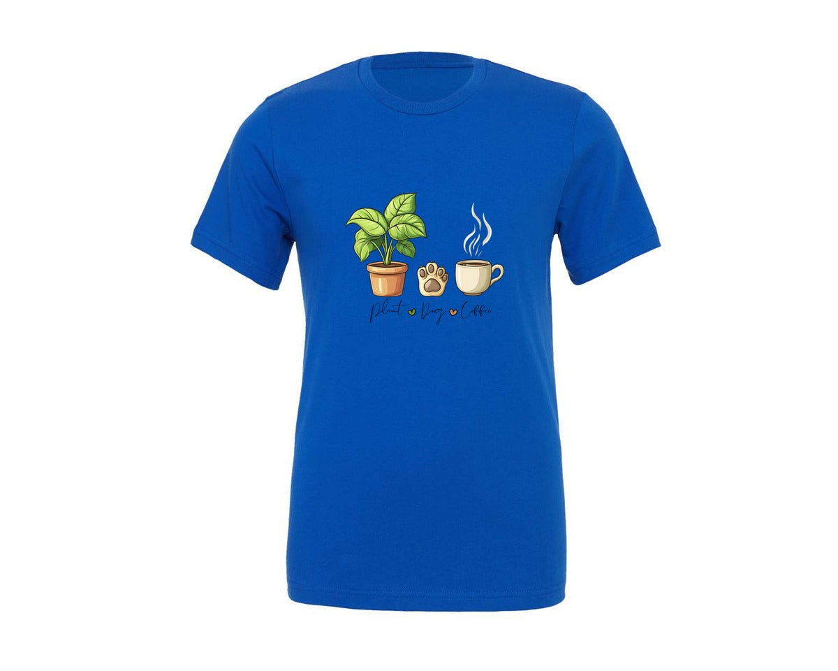 brand:Generic|color:True Royal Blue|Plant Dog Coffee Gardening T Shirt Graphic T-Shirt