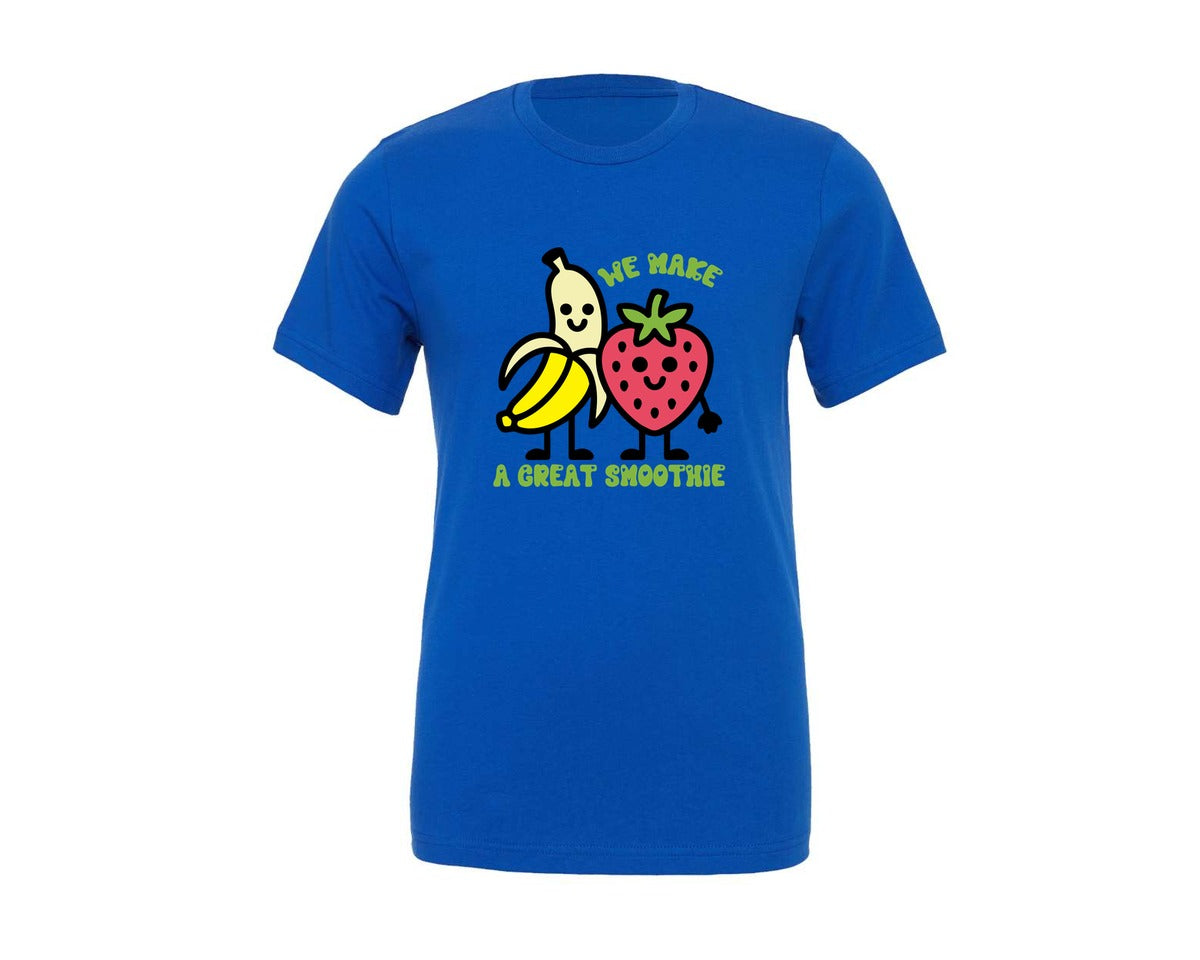 brand:Generic|color:True Royal Blue|We Make A Great Smoothie Cute Fruit Pun Graphic T-Shirt